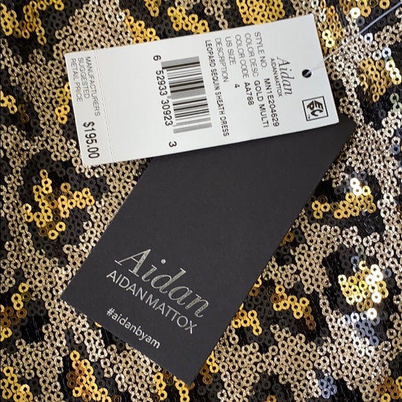 Aidan Matrix Leopard Sequin Sheath Dress - Picture 4 of 5